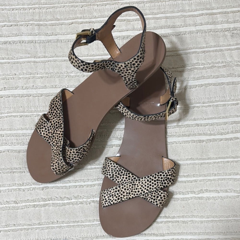 J. Crew Brown and Black Sandals with Minimalist Design